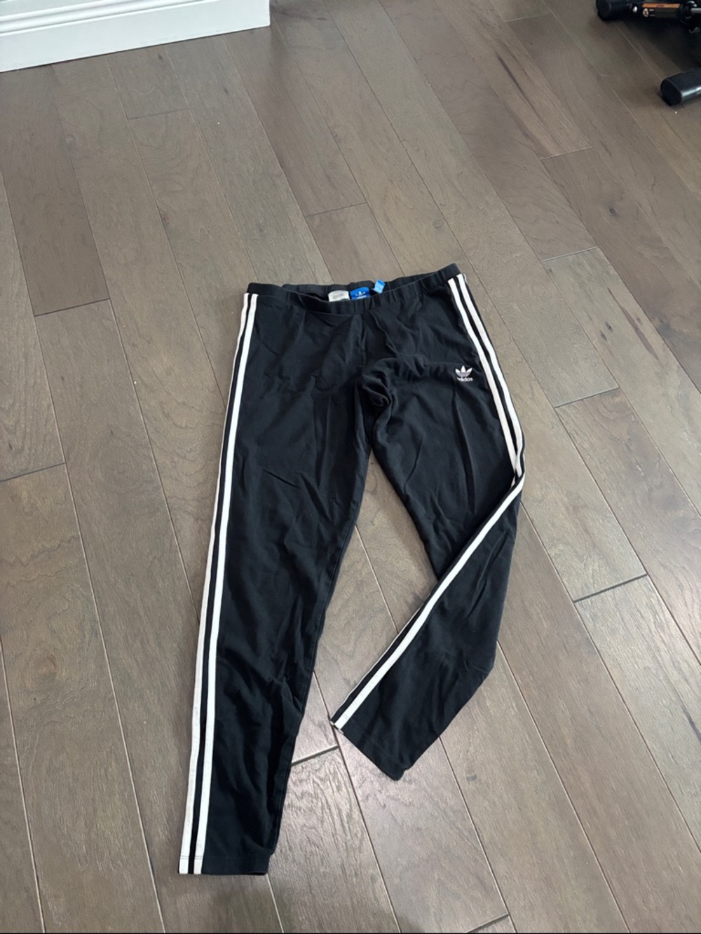 adidas Black Leggings with White Side Stripes